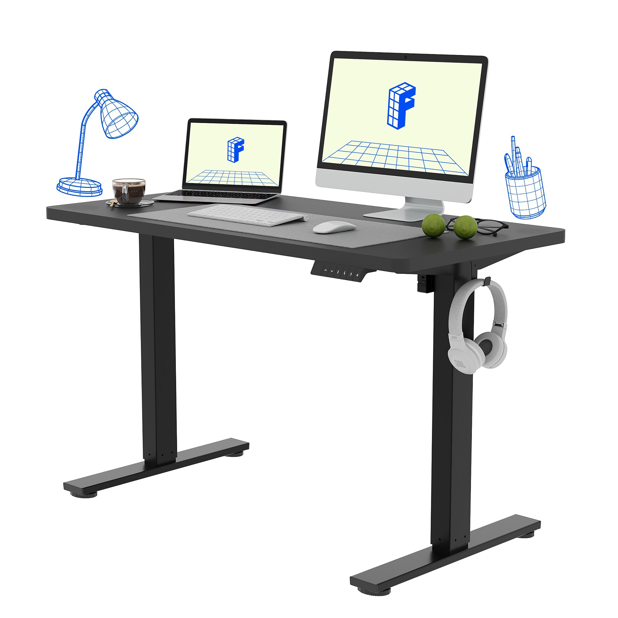 FlexiSpot E2 48”W Electric Adjustable Standing Desk, Black (E2B4824B) Sansujyuku sansujyuku.com