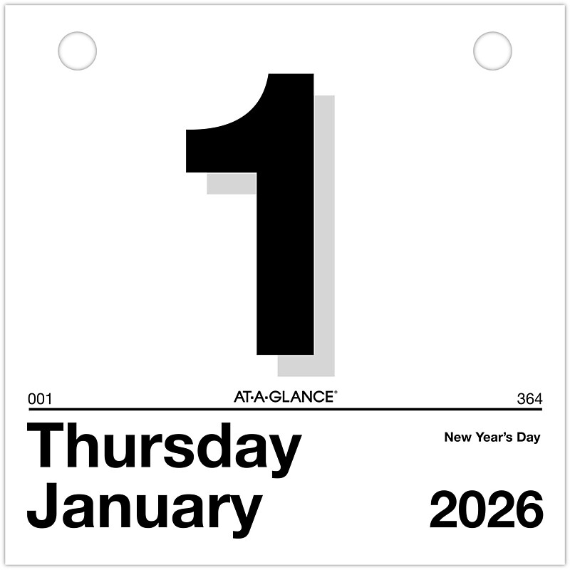 2026 AT-A-GLANCE Today Is 6" x 6" Daily Calendar Refill Pages, White/Black (K1-50-26) image 1