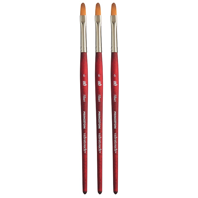 Princeton Velvetouch Short Handle Mixed Media Synthetic Filbert Brush, 3/Pack (PBXP3950FB6-3) image 1