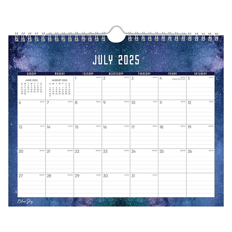 2025-2026 Blue Sky Sirius 11" x 8.75" Academic Monthly Wall Calendar, Multicolored (155390) image 1