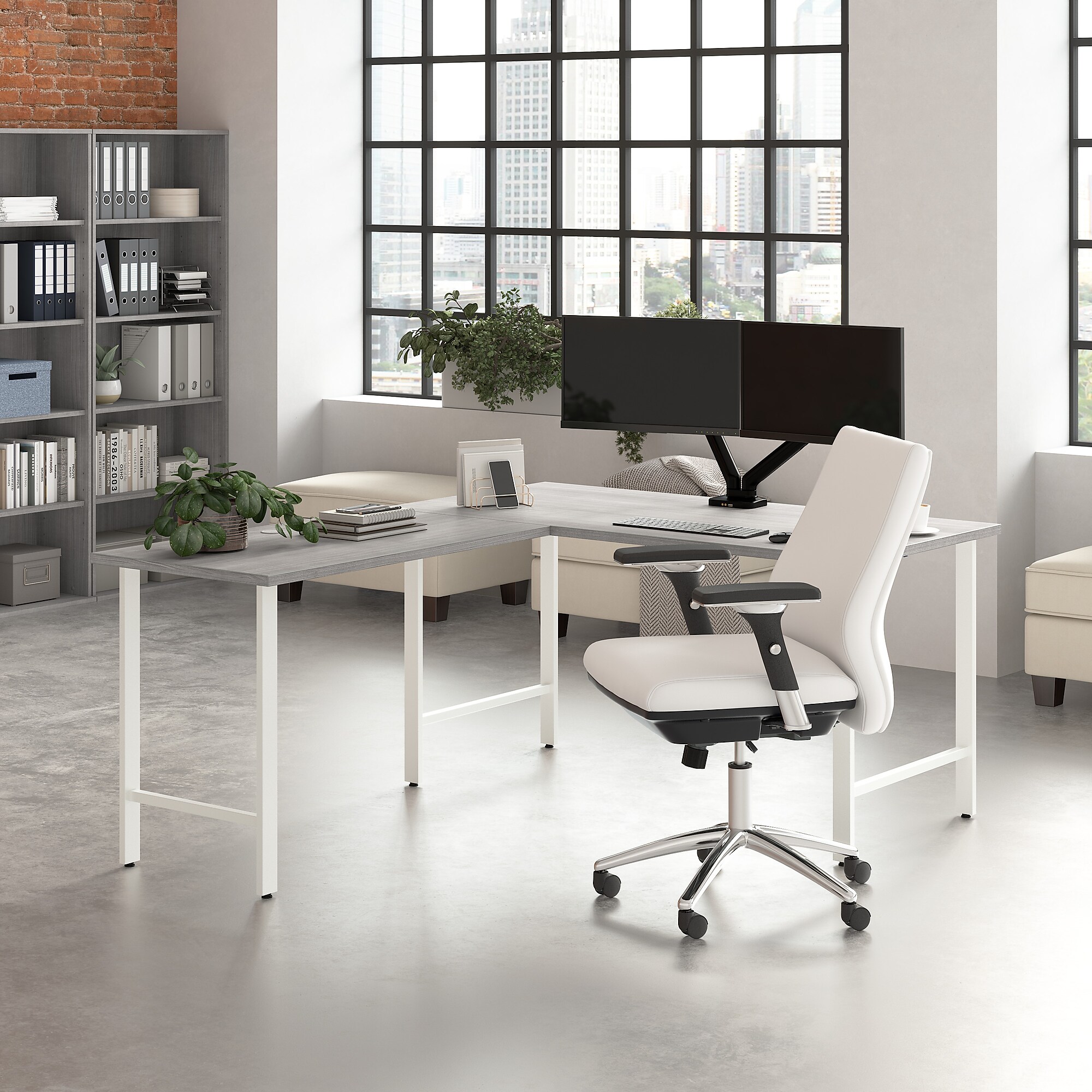 Bush Business Furniture Hustle 60W x 30D L Shaped Computer Desk with Metal Legs, Platinum Gray (HUS003PG) Sansujyuku sansujyuku.com