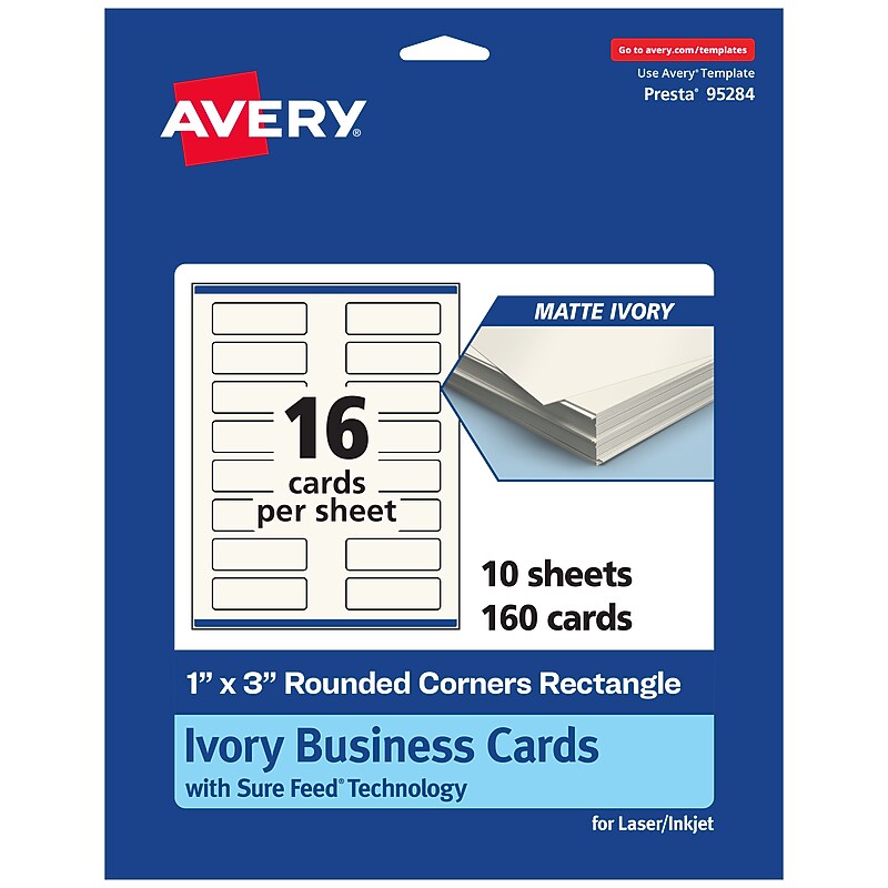 Avery Business Cards, 1" x 3", Matte Ivory, 160/Pack (95284) image 1