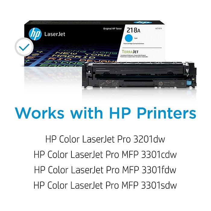 HP 218A Cyan Standard Yield Toner Cartridge, Prints Up to 1200