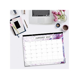 2023 Blue Sky Gemma Purple 17" x 22" Monthly Desk Pad Calendar, Purple/Blue (139933)