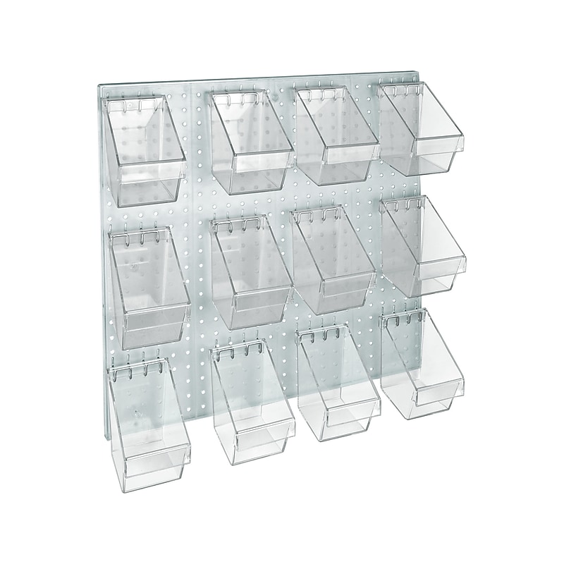 Azar 24" x 24" Pegboard 12-Bucket Wall Accessory Organizer Set, Clear, Each (700685) image 1