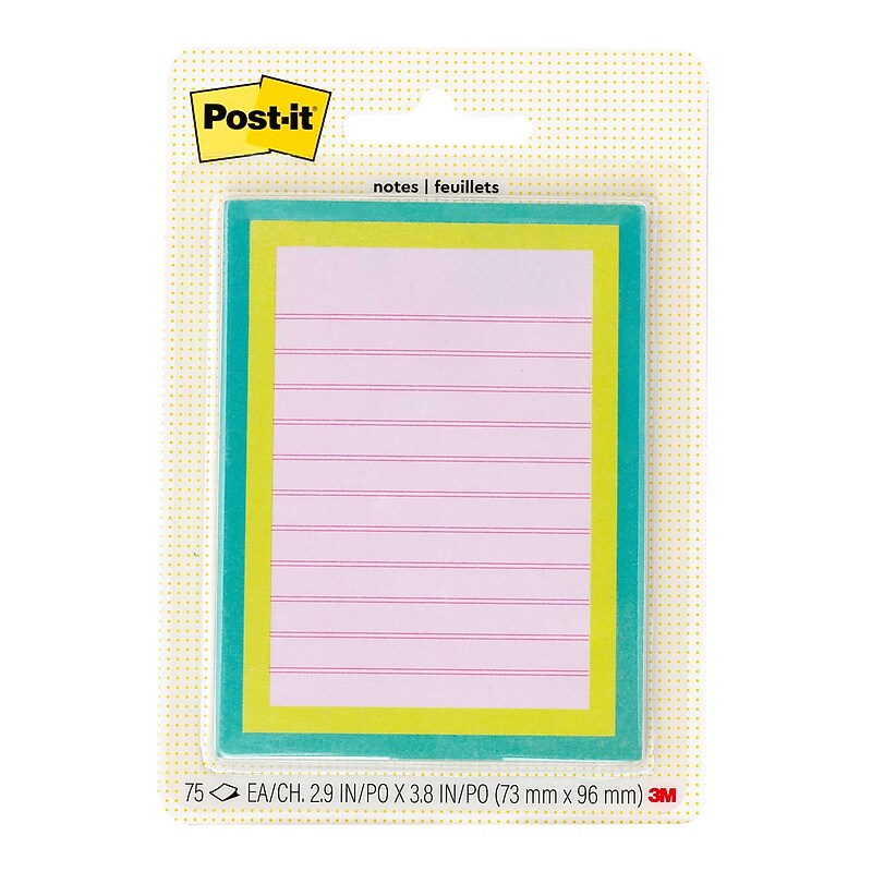 Post-it Mini List Notes Combo Pack, 3" x 3", Assorted Collection, Lined, 75 Sheet/Pad (W25-34-2) image 1