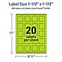 Avery Laser/Inkjet Multipurpose Square Labels, 1.5" x 1.5", Bright Green, 800/Pack (94106)~#|#~56462348-5B11-463A-BCFBB5DDC26C1944_sc7