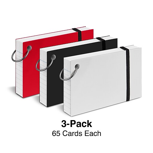 Staples 3" x 5" Index Cards, Lined, White, 65 Cards/Pack, 3 Packs