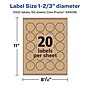 Avery Laser/Inkjet Circle Multipurpose Labels, 1-2/3" Dia., Kraft Brown, 1000 Labels/Box ( 94508)~#|#~565D38CC-5625-4369-A046FE356AF85903_sc7