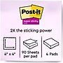 Post-it Recycled Super Sticky Notes, 4" x 4", Bora Bora Collection, Lined, 90 Sheet/Pad, 4 Pads/Pack (675-4SST)~#|#~56639559-B546-42FA-9C708EC50A7F6210_sc7