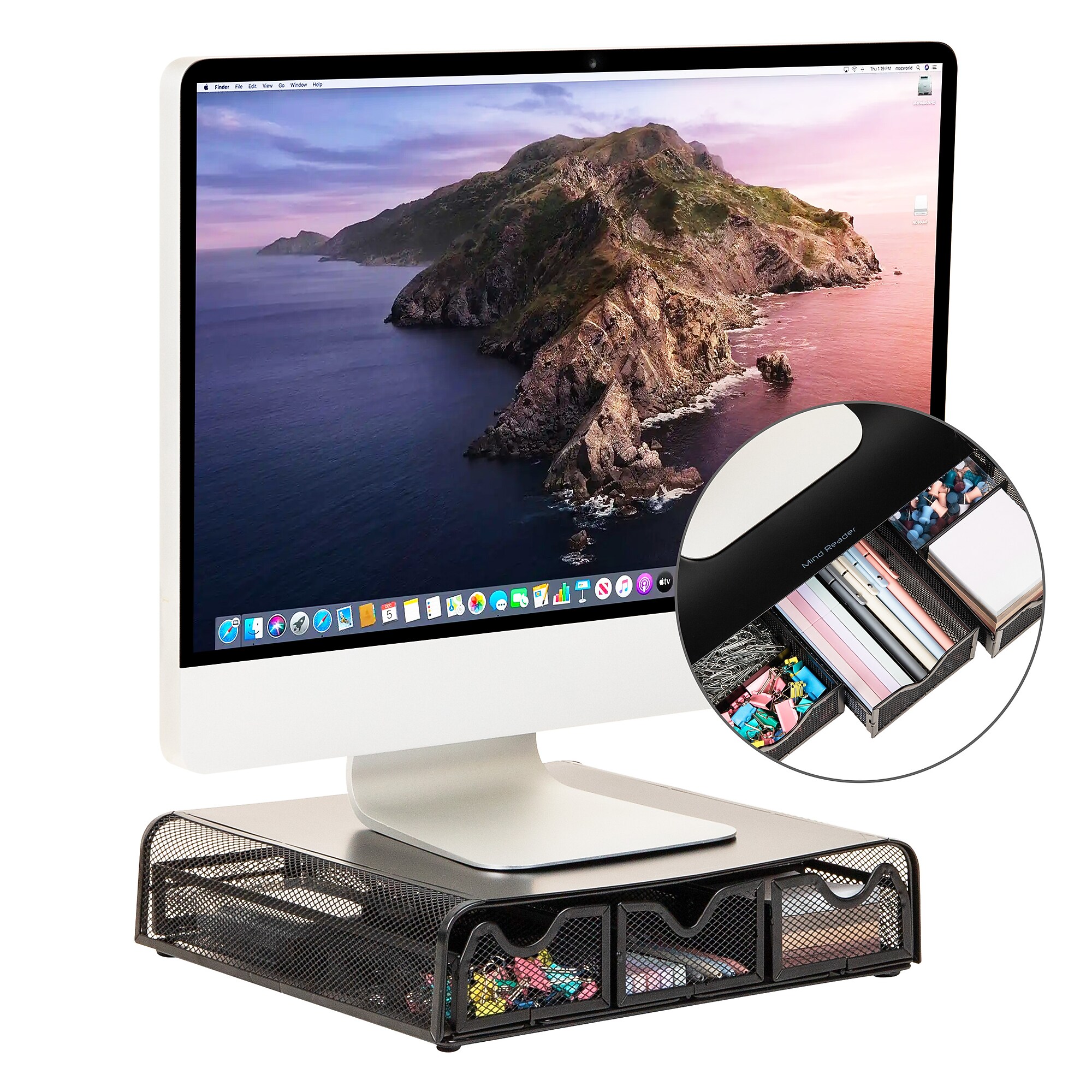 Mind Reader Ventilated Metal Monitor Stand, Up to 22″ Monitor, Black (MONMESH-BLK) Sansujyuku sansujyuku.com