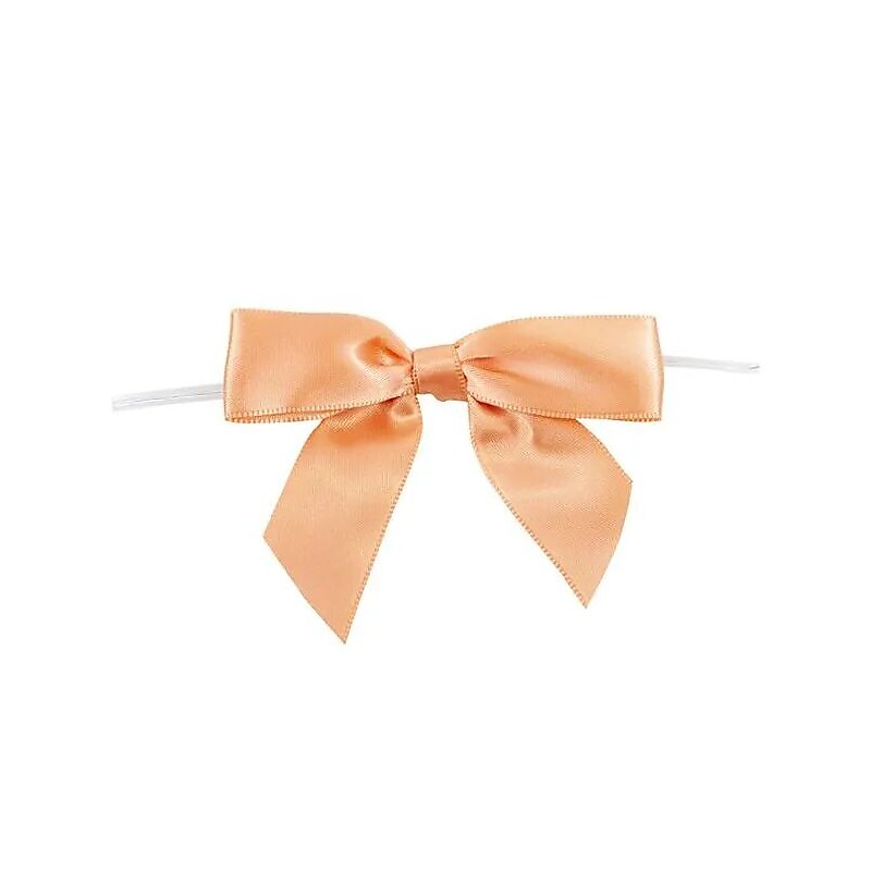 JAM Paper Ribbon Bows, Peach, 100/Pack (52640349203) image 1