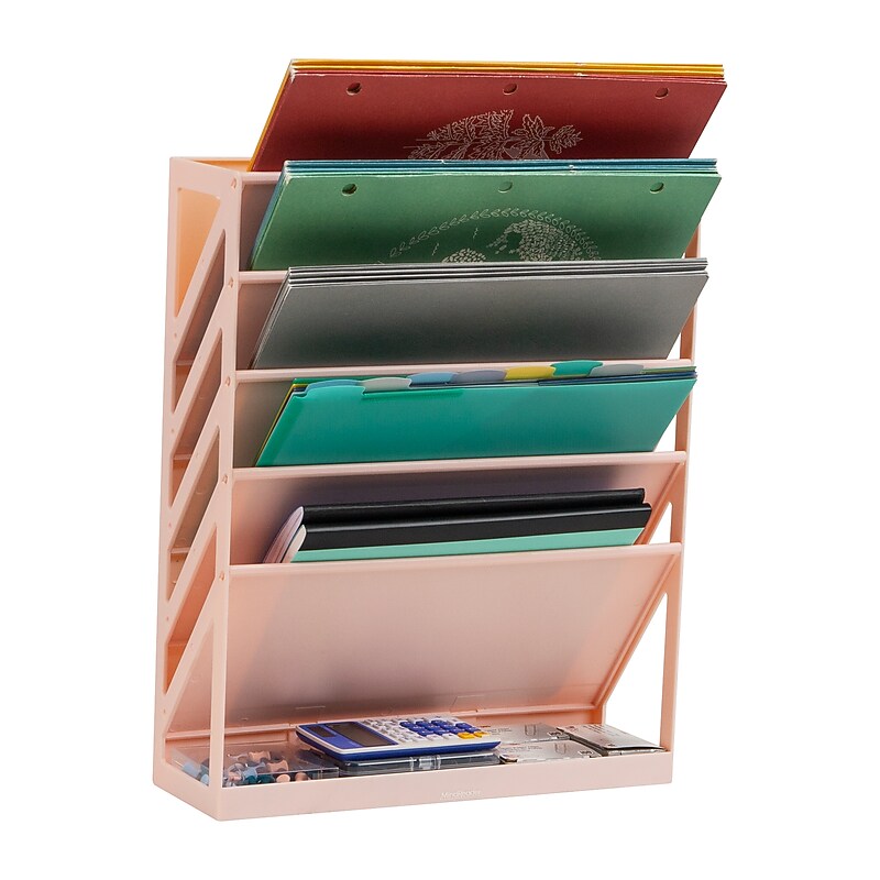 Mind Reader 5-Pocket Plastic Mountable Wall File, Letter Size, Pink (WALLANCH-PNK) image 1