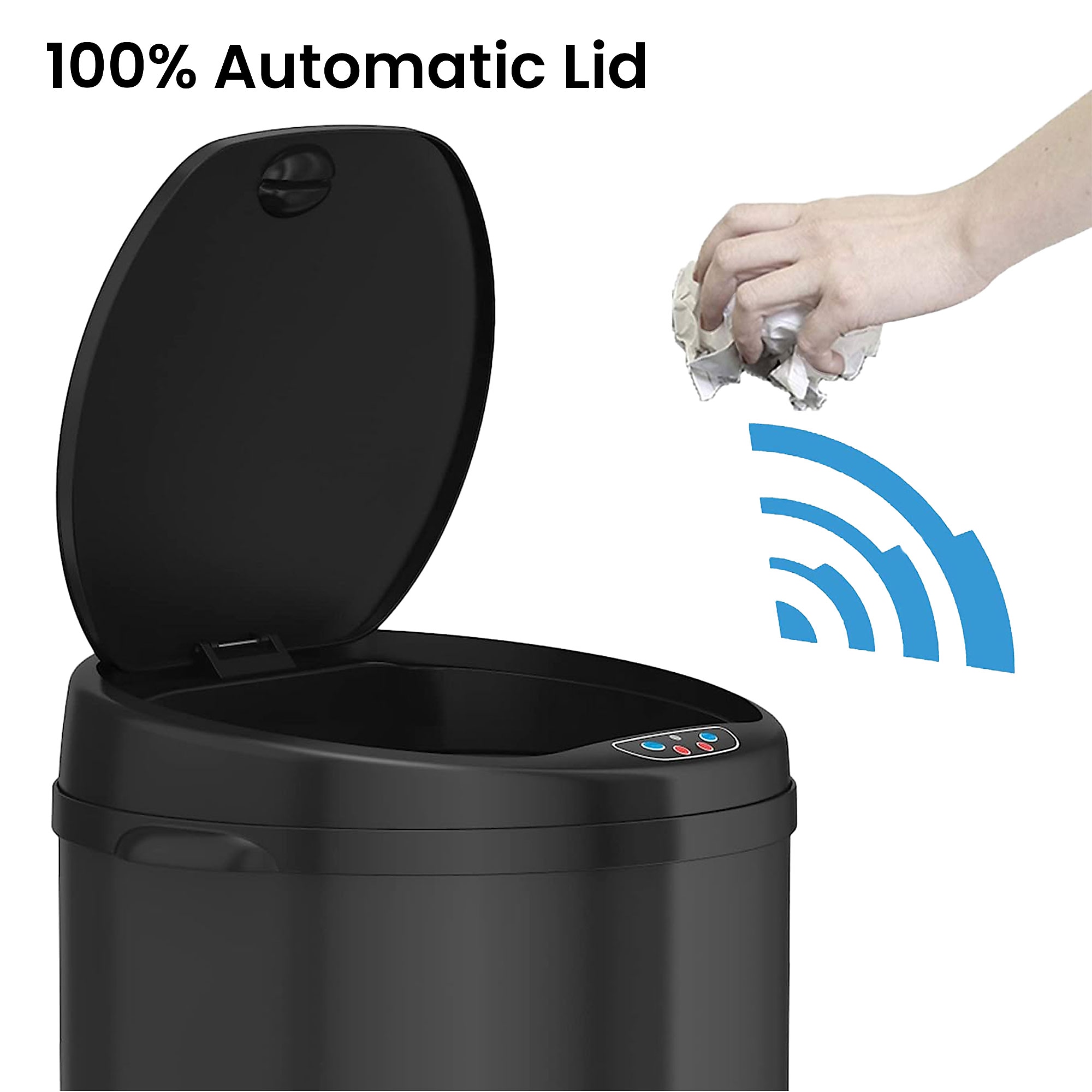 iTouchless Stainless Steel Round Sensor Trash Can with AbsorbX Odor Control System, Black, 13 Gal. (MT13RB) Sansujyuku sansujyuku.com