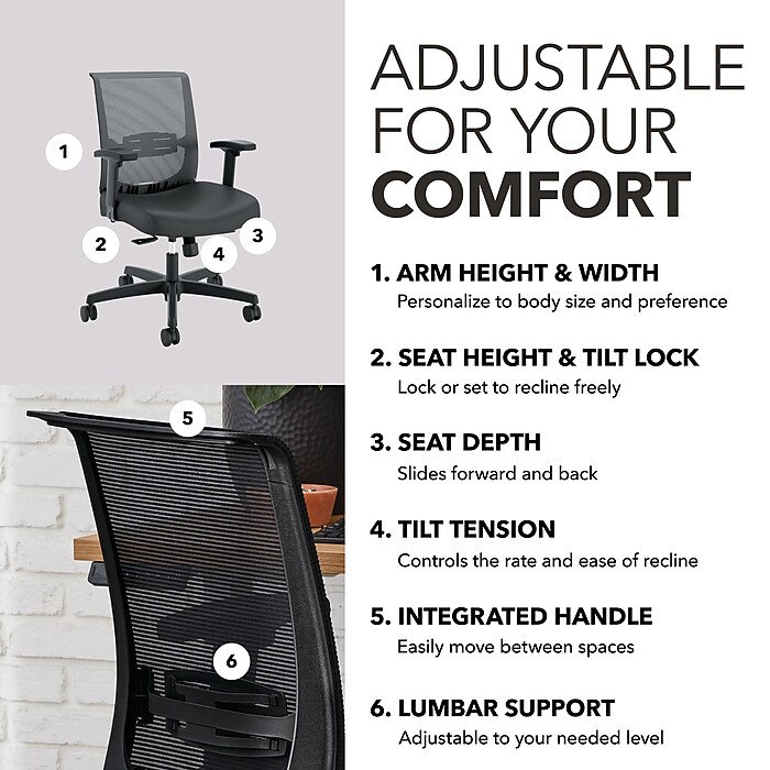 HON Convergence Vinyl Swivel Task Chair, Black (HONCMY1AUR10