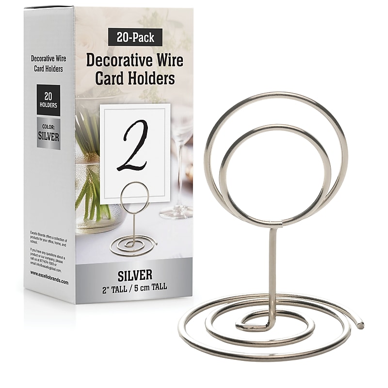 Global Printed Products Horizontal Card Holder, Table Top/Countertop, Silver Metal, 20/Pack (WRHLDR-SLV) image 1