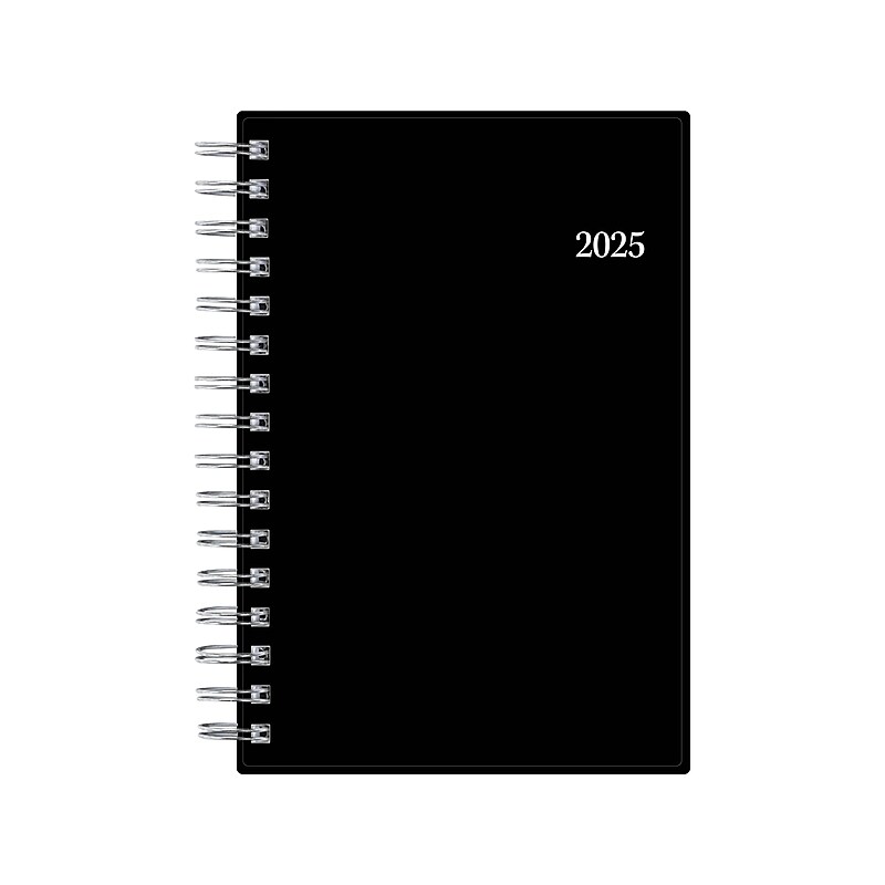 2025 Blue Sky 5" x 8" Daily & Monthly Planner, Plastic Cover, Solid Black (148362) image 1