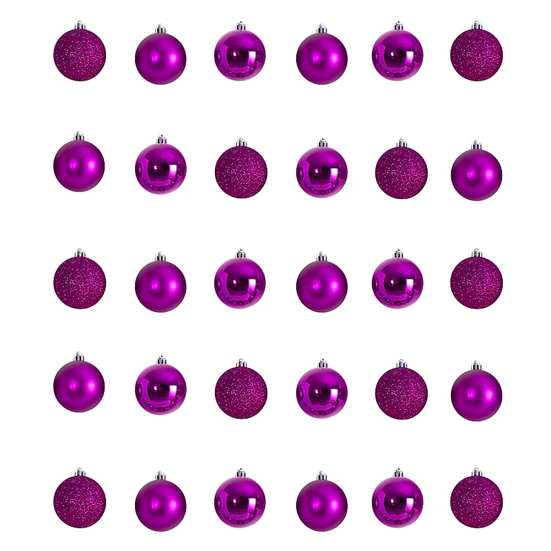 Nearly Natural Holiday Christmas Pink Shatterproof Ornament Set, 2.5", 30/Set (D1055-PK) image 1