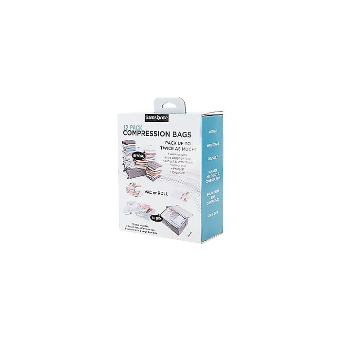 Samsonite 12-Piece Plastic Travel Pouch Set, Waterproof, Clear