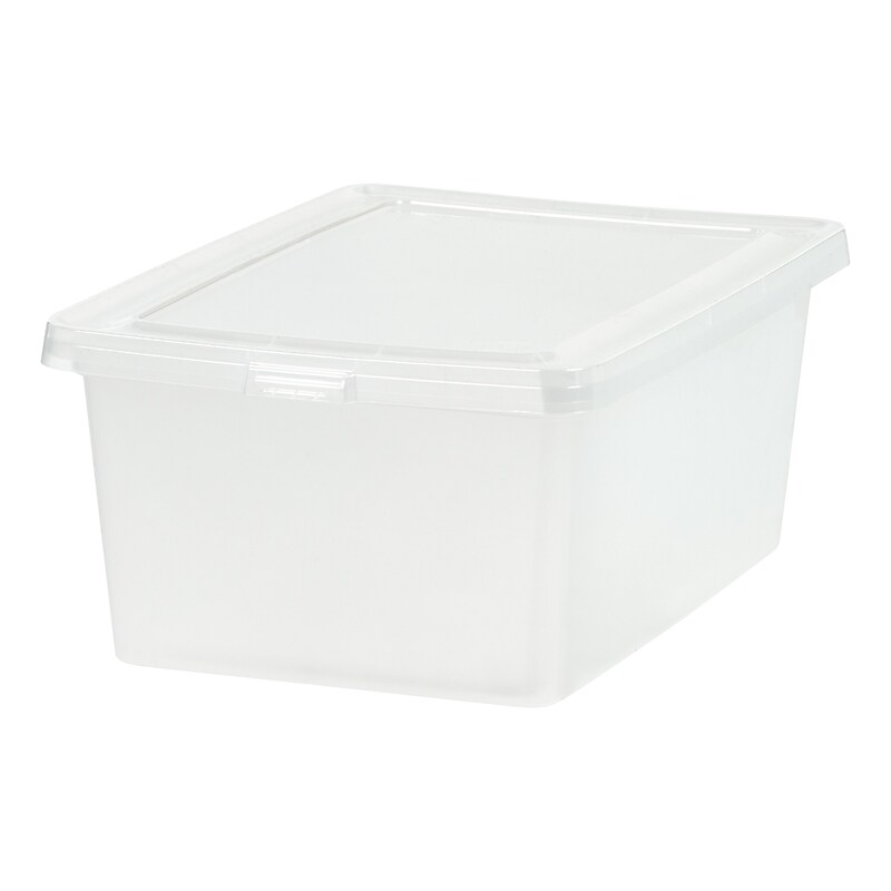 Iris 17 Quart Snap Top Plastic Snap Closure Storage Bin, Clear, 8/Pack (585103) image 1