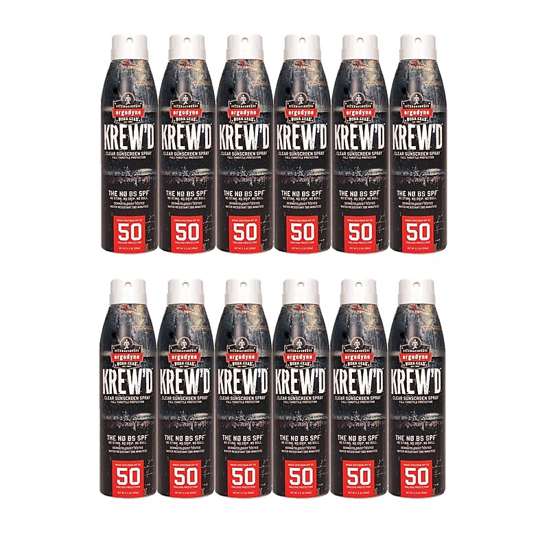 Ergodyne 6353 KREW'D SPF 50 Sunscreen Spray, 5.5oz, 12-Pack