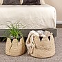 Household Essentials Round Handwoven Corn Leaf Basket, Natural/Black, 2/Set (HE1210)~#|#~56C3391F-A0D1-4F7B-B6B9DDDBE7B67BA0_sc7