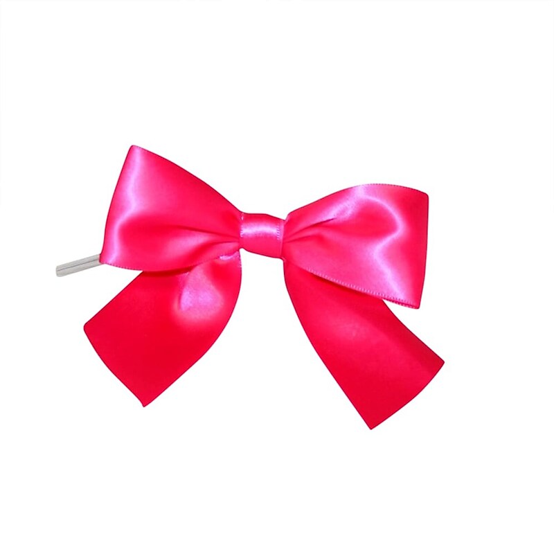 JAM Paper Satin Bows, Shocking Pink, 50/Pack (52640349222) image 1