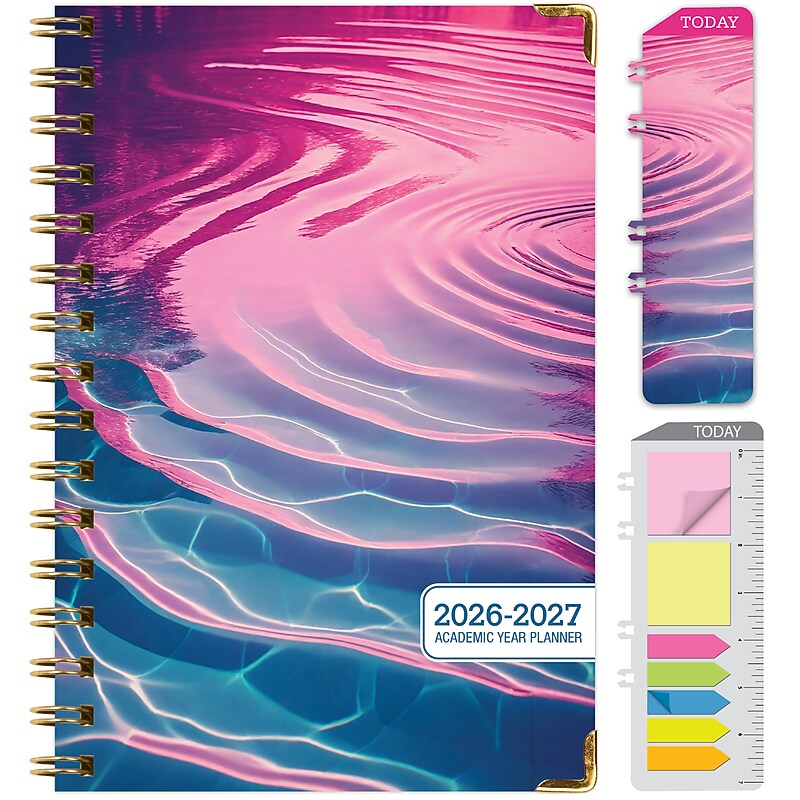 2026-2027 Excello Brands 5" x 8" Academic Weekly & Monthly Planner, Paperboard Cover, Summer Bliss (RAY27-58-73) image 1