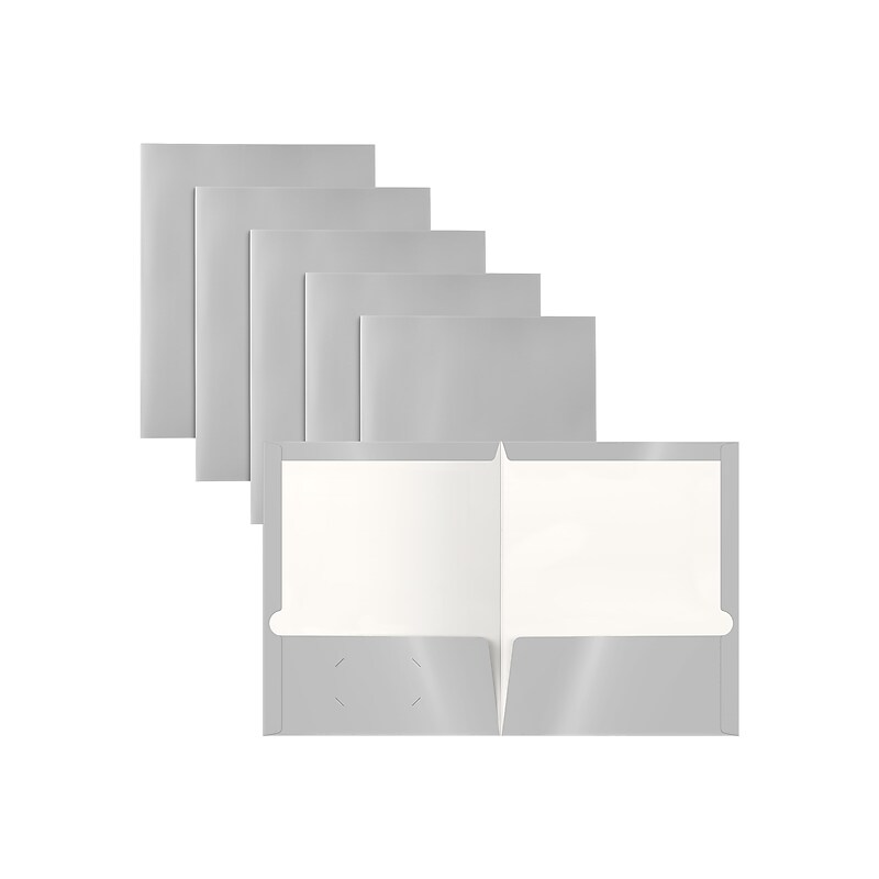 Better Office Glossy 2-Pocket Portfolio Folder, Metallic Silver, 25/Pack (80193-25PK) image 1