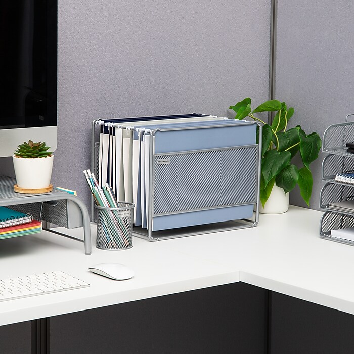 Mind Reader Metal File Organizer, Silver (BOXFILE-SIL) | Staples