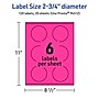 Avery Round Laser/Inkjet Multipurpose Labels, 2.75" Dia, Neon Magenta (120/Pack)~#|#~56D40D49-D144-495B-B1851D7782D17F99_sc7