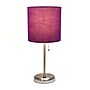 Creekwood Home Oslo 19.5" LED Table Lamp with USB Port, Brushed Steel/Purple Shade (CWT-2012-PR)~#|#~56DB99CC-C692-46CE-848746C960E108F9_sc7