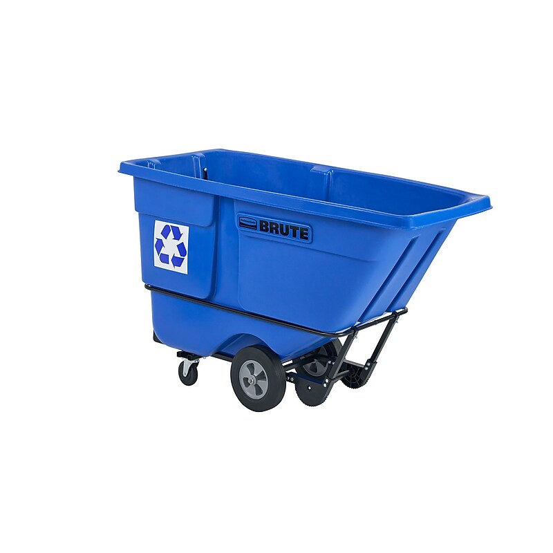 Rubbermaid Commercial Rotomolded Recycling Tilt Truck, Rectangular, Plastic with Steel Frame, Blue (RCP2089826) image 1