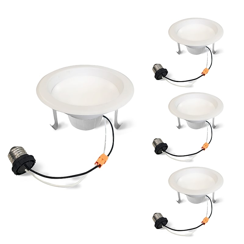 Bulbrite 12 Watt 4" Integrated LED Recessed Downlight with E26 Quick Connect, 3000K Soft White Light, 1100 Lumens, 4/Pack image 1