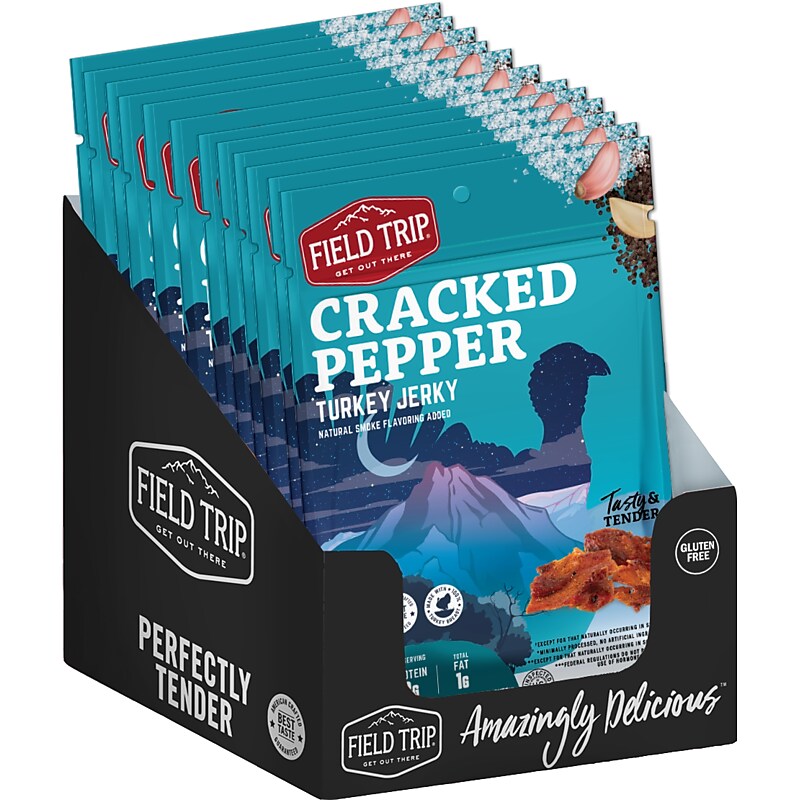 Field Trip Cracked Pepper Turkey Jerky, 1 oz., 12/Carton (FLD00508) image 1