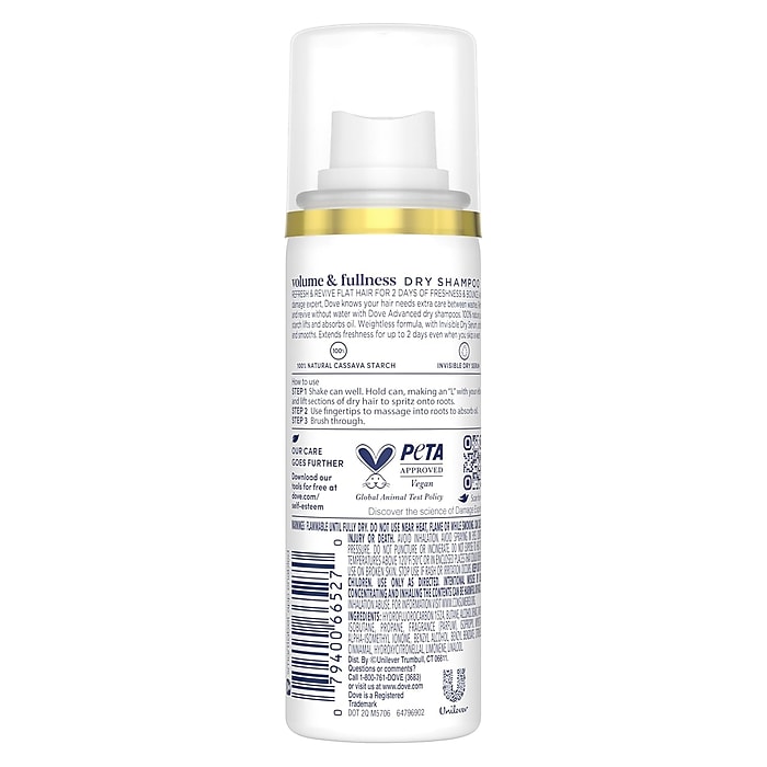 Dove Advanced Dry Shampoo, Travel Size, 1.15 oz., 4/Pack (45754