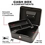 Excello Brands Steel Cash Box with Key Lock, 4 Compartments, Black (CHBX-6202-KY)~#|#~56F9F7B6-574A-4D79-9845D360ADF1DB68_sc7