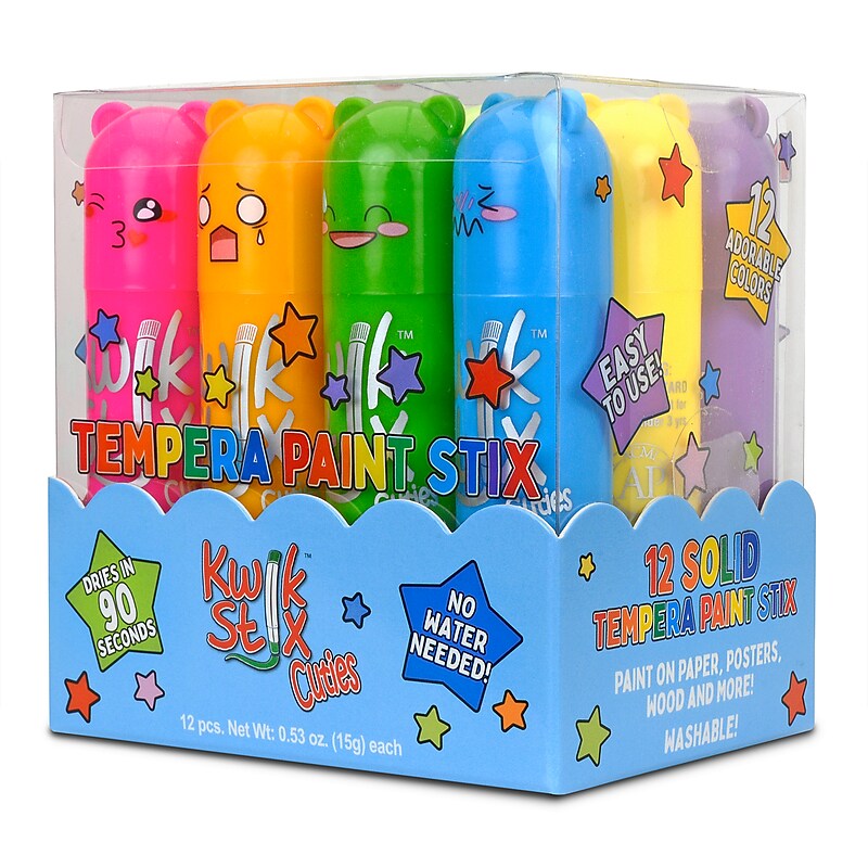 The Pencil Grip Kwik Stix Cuties Solid Tempera Paint, Assorted Colors, 12/Pack (TPG684) image 1