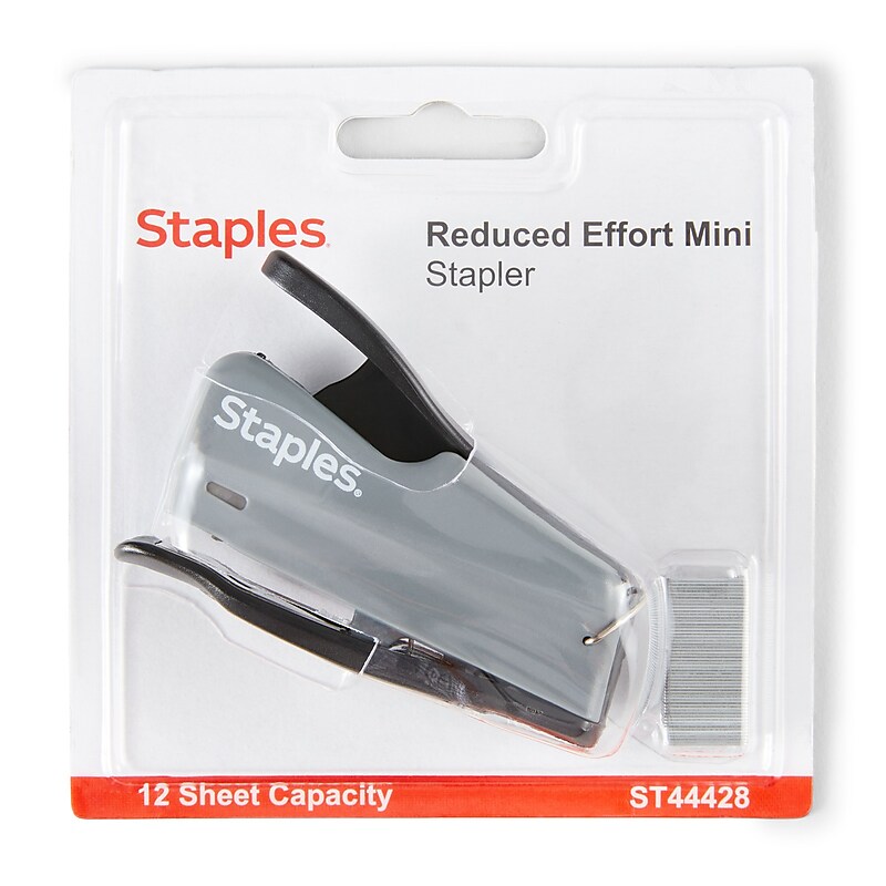 Staples Mini Stapler, 12 Sheet Capacity, Gray/Black (ST44428) image 1