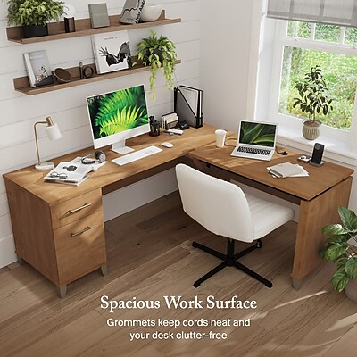 Bush Home Somerset L Shaped Desk with Hutch - Thumbnail 4