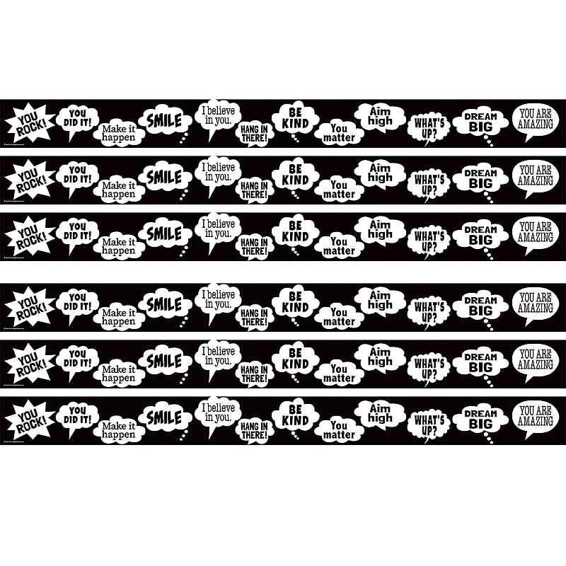 Teacher Created Resources Speech Bubble Straight Border Trim, 3" x 2.92', Multicolor, 6 Packs/Bundle (TCR6849-6) image 1