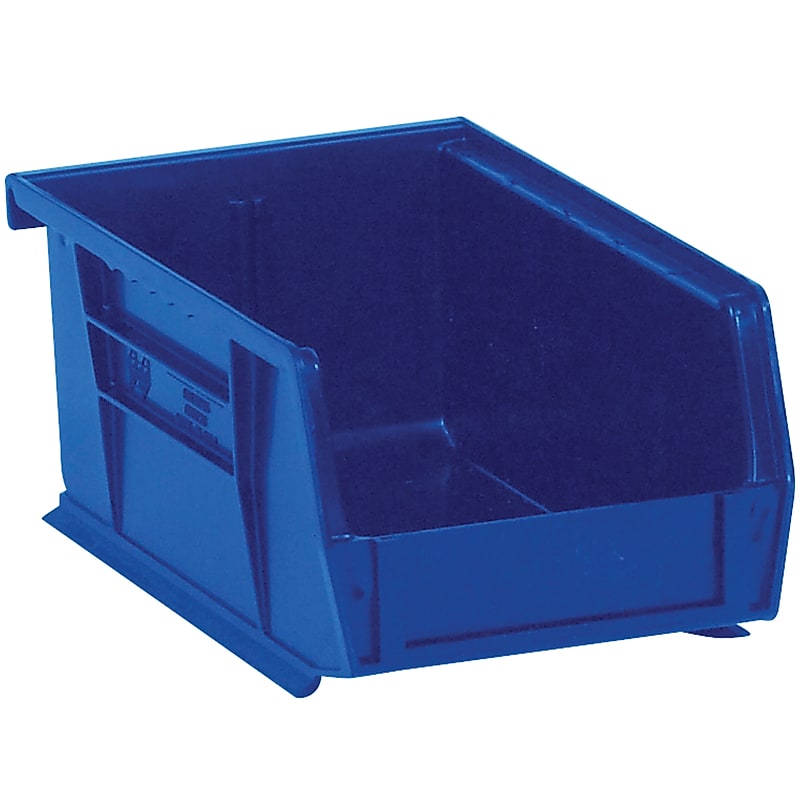 Partners Brand Stack and Hang Small Stackable Plastic Storage Bin, 7.875" x 3"x 4.12", Blue, 24/Carton (BINP0743B) image 1
