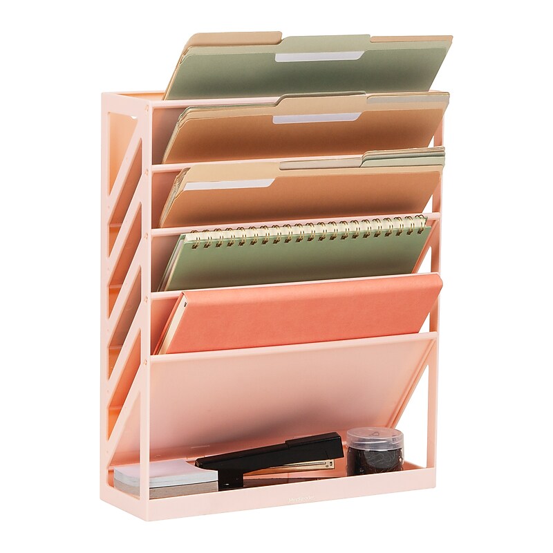 Mind Reader 5-Pocket Plastic Mountable Wall File, Letter Size, Pink (WALLANCH-PNK) image 1