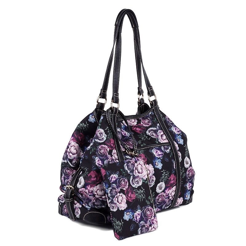 Karla Hanson Reversible Faux Leather Tote Bag, Rose Black Beige (U17814BKBKR) image 1