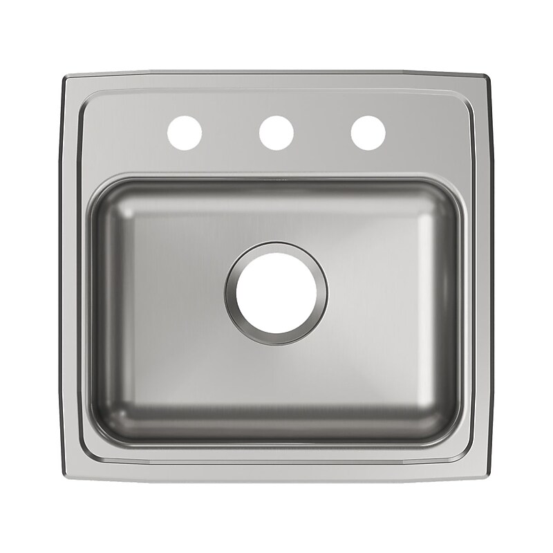 Elkay Lustertone Classic 3-Hole Single-Bowl Drop In Sink, 5.5" x 19" x 18", Stainless Steel, Lustrous Satin (LRAD1918553) image 1