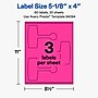 Avery Laser/Inkjet Sealing Labels, 5-1/8" x 4", Neon Magenta, 60 Labels/Pack (19479370737)~#|#~571E1EDA-46E3-42A6-A43A7BC95D46B8DC_sc7