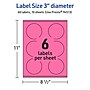 Avery Laser/Inkjet Round Multipurpose Labels, 3" Dia., Bright Pink, 60/Pack (94513)~#|#~5721603A-35E0-4E6F-AA64DBE61EAE5259_sc7