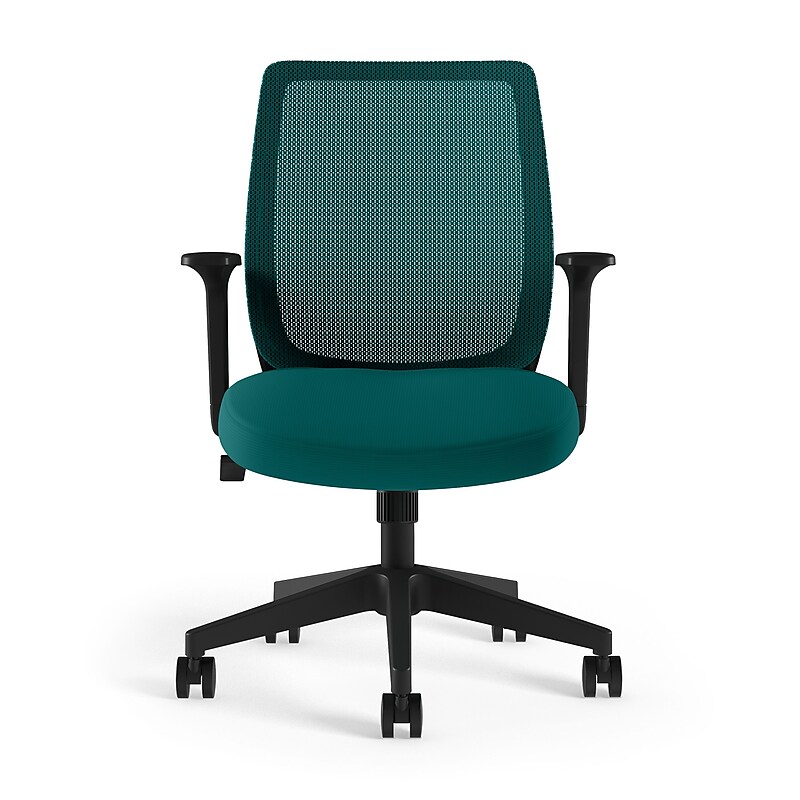 Staples Essentials Ergonomic Fabric Swivel Task Chair, Teal (UN60410) image 1