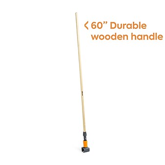 Coastwide Professional™ 60" Clamp Style Wood Wet Mop Handle, Plastic Head (CW58006)