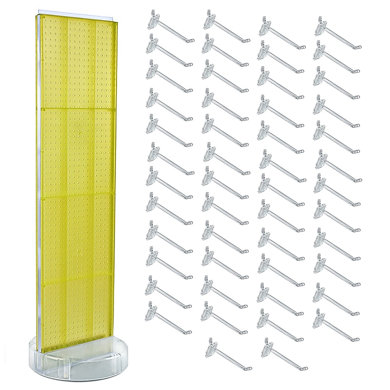 Azar Revolving Studio Base 60" x 16" Pegboard Floor Stand, Yellow (700780-YEL-6C50) image 1
